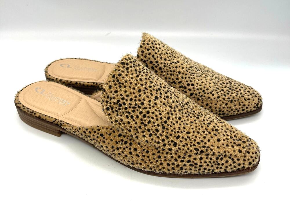CL by Chinese Laundry Women's Softest Leopard Faux Fur Pony Mules Size 11